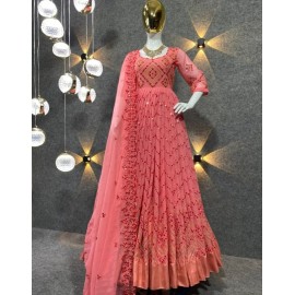 Fox Georgette With Embroidery 9MM Sequence Work With Full Sleeves Gown 