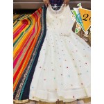 Premium Chanderi Silk Gown with Article Mirror Work 