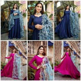 Rayon Designer Gown with Dupatta 