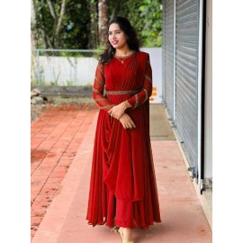 Party Wear Gowns with Dupatta and Belt 