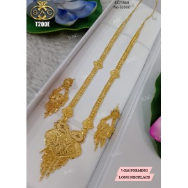 Beautiful Design One Gram Gold Long Necklace Set Design L-2