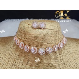 Rose Gold Diamond Necklace Set 