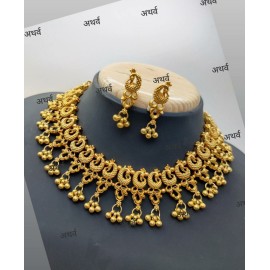Beautiful Golden Necklace With Earrings  Design And 