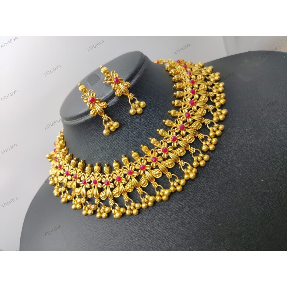 Beautiful Golden Necklace With Earrings  Design B