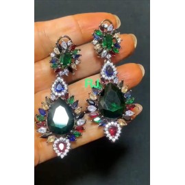 Multi colour Diamond Replica Earrings Antique Plated