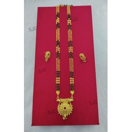Beautiful Design Long Golden Mangalsutra With Earrings  Design M-4