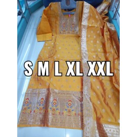 Beautiful  Design and Colours Heavy Banarasi Silk Kurti With Dupatta 