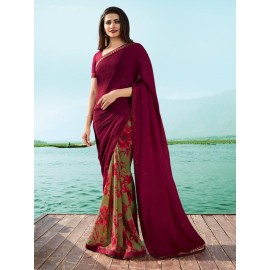 Printed Half Georgette Saree 