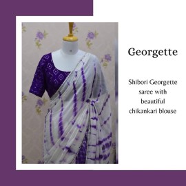 Georgette with Sequence and Thread Work Saree With Stitched Blouse 