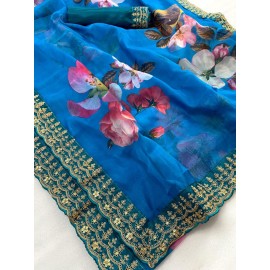 Beautiful Heavy Pure Organza Digital Printed Sarees 