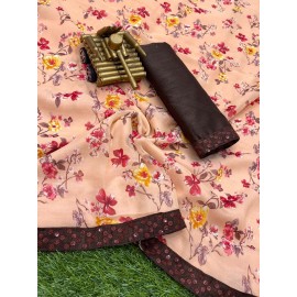 Georgette Flower Printed Sarees