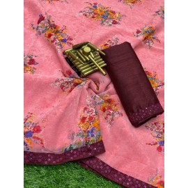 Georgette Flower Printed Sarees