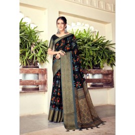 Fancy Linen Kuttu Silk With Digital Print saree 