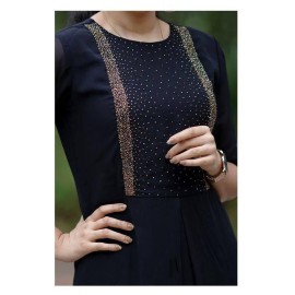 Hot Fix Black Georgette Gown 