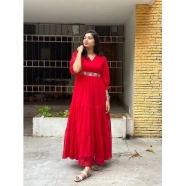 Butti Georgette Red Gown 