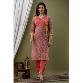Buttons, Prints With Gota Pati Lece In Sleeve Kurti With Pant 