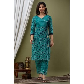 Buttons, Prints With Gota Pati Lece In Sleeve Kurti With Pant 