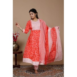 Anarkali Heavy Cotton Jaunpuri Print Full Dress 