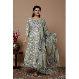 Anarkali Heavy Cotton Jaunpuri Print Full Dress 