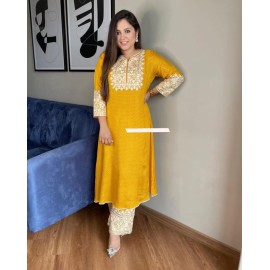 Heavy Work On Neck and Bottom Work Kurti With Pant Set 