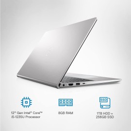 Dell Inspiron 3520 Laptop, Intel Core i5-1235U, Windows 11 + MSO'21, 8GB, 1TB HDD + 256GB SSD, 15.6" (39.62Cms) FHD WVA AG 120Hz 250 nits, Backlit KB, Silver (D560917WIN9S, 1.65Kgs)