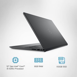 Dell Inspiron 3520 Laptop, Intel Core i5-1235U, Windows 11 + MSO'21, 8GB, 512GB SSD, 15.6" (39.62Cms) FHD WVA AG 120Hz 250 nits, Black (D560871WIN9B, 1.65Kgs)