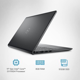 Dell Vostro 3420 Laptop - Intel Core i3-1115G4, Windows 11 + MSO'21, 8GB DDR4, 512GB SSD, 14.0"/35.56Cms, FHD WVA AG 250 nits, Carbon Black (D552276WIN9BE, 1.48Kgs)