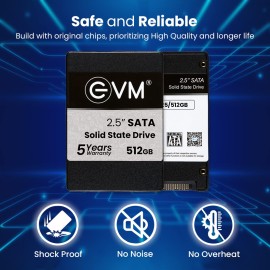 EVM 2.5" 512GB SATA SSD Next-gen 3D TLC NAND Internal SSD, Flash Fast Performance Ultra Low Power Consumption (EVM25, Black)