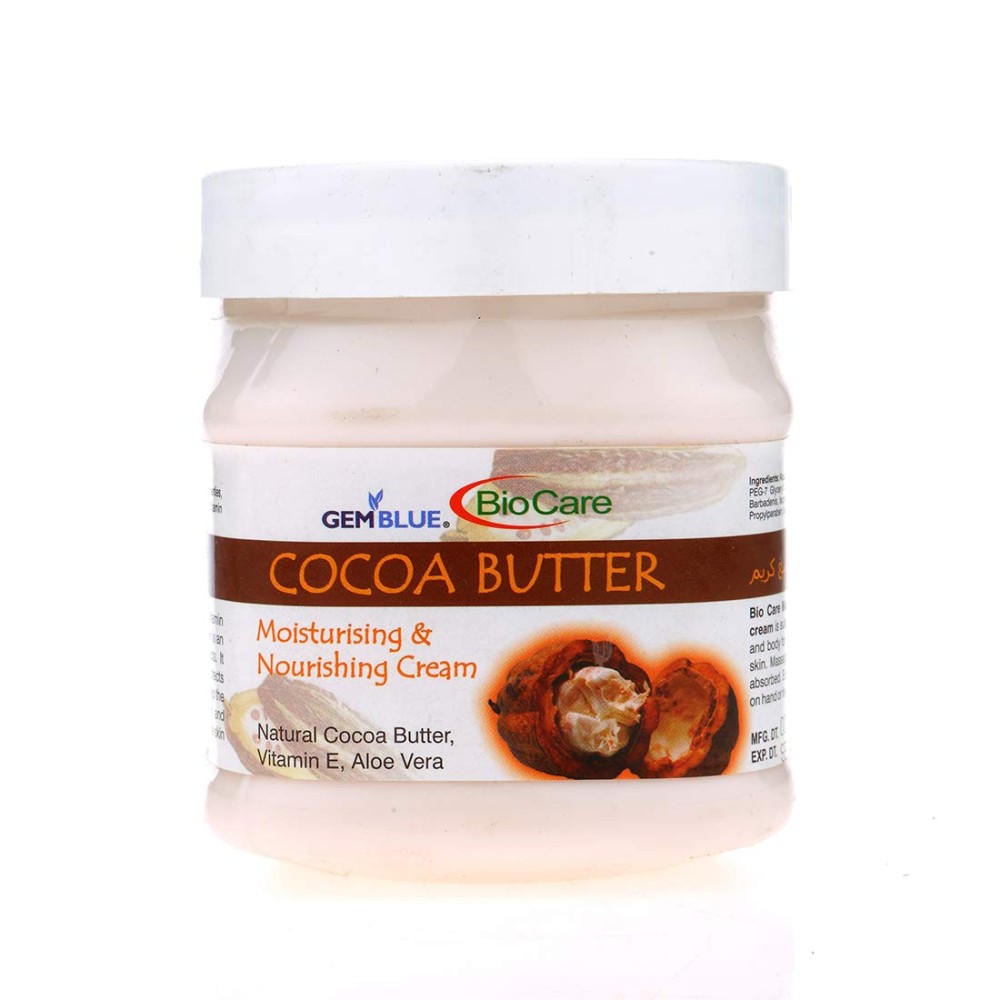 GEMBLUE BioCare Cocoa Butter Body and Face Moisturising and Nourishing Cream with Vitamin E and Aloe Vera (500 ml)