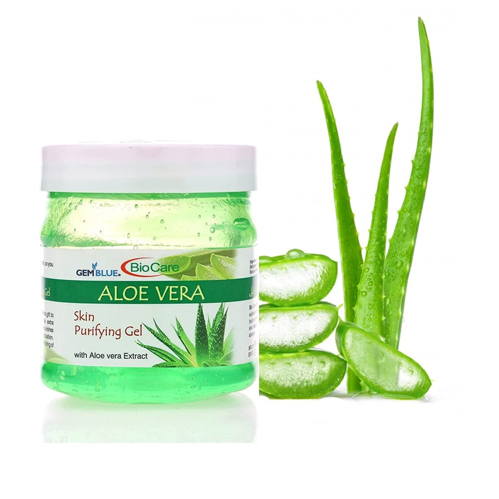 Gemblue Biocare Aloe vera gel ; Bio Organic Non-Toxic Aloe Vera Gel for Acne, Scars, Glowing & Radiant Skin Treatment-500 gm (500 ML)