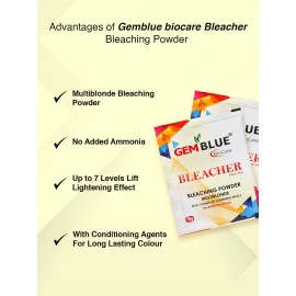 Gemblue Biocare Bleacher Powder | Dust Free Bleaching Powder | Multiblonde | Upto 7 Level Lift Lightening Effect | No Added Ammonia (15gm X 6 - 90gm)