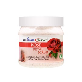 Gemblue Biocare Rose Petal Scrub Enriched with Rose Oil, Aloevera and Rose Petal, Suitable for All Skin types - 500ml