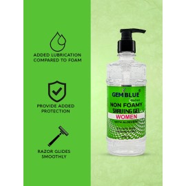 Gemblue Biocare Shaving Gel | Non Foamy Extra Sensitive Formula with Pure Essential Oils | Fresh Refreshing Shaving Essential (Turmeric Shaving Gel for Women, 500gm Pack of 1)
