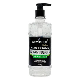 Gemblue Biocare Shaving Gel for Men Non Foamy Extra Sensitive Formula with Pure Essential Oils Fresh Refreshing Shaving Essential Suitable for All Skin Types (Regular Shaving Gel, 500g Pack of 1)