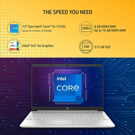 HP 15s, 12th Gen Intel Core i5 8GB RAM/512GB SSD 15.6-inch(39.6 cm) Micro-Edge Anti-Glare FHD Laptop/Intel Iris Xe Graphics/Alexa/Dual Speakers/Win 11/MSO 2021/1.41 Kg, 15s- fq5111TU