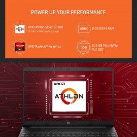 HP 15s, AMD Athlon Silver 3050U 8GB RAM/512GB SSD 15.6-inches/39.6 cm HD, Micro-Edge Display/Windows 11/AMD Radeon Graphics/Dual Speakers/MSO/Fast Charge/1.69 Kg, 15s-eq1559AU