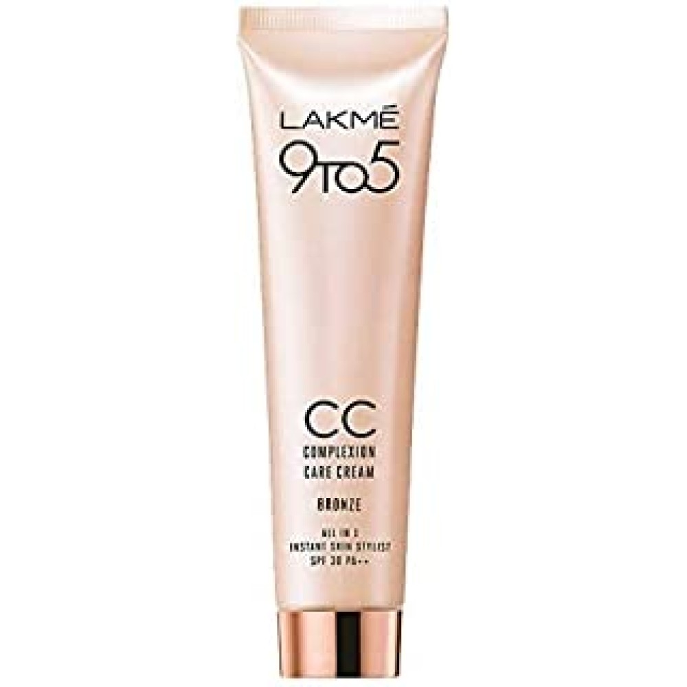 Lakme 9 to 5 CC Cream, 03 - Bronze, Light Face Makeup with Natural Coverage, SPF 30 - Tinted Moisturizer to Brighten Skin, Conceal Dark Spots, 30 g