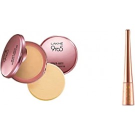 Lakme 9 to 5 Primer with Matte Powder Foundation Compact, Ivory Cream, 9g and Lakme 9 to 5 Impact Eye Liner, Black, 3.5ml