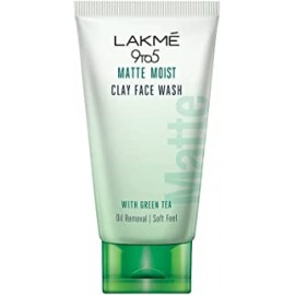 LAKMÉ 9to5 Matte Moist Clay Facewash, Green Tea, Kaolin and Bentonite Clay, Removes Excess Oil, Cleansed, Refreshed Matte Looking Skin, 100g, White