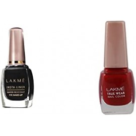 Lakme Insta Eye Liner, Black, Water Resistant, Long-Lasting, 9 ml & Lakme True Wear Nail Color, Reds and Maroons D417, 9 ml