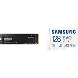 Samsung 980 1TB Up to 3,500 MB/s PCIe 3.0 NVMe M.2 (2280) & EVO Plus 128GB microSDXC UHS-I U3 130MB/s Full HD & 4K UHD Memory Card with Adapter (MB-MC128KA), Blue