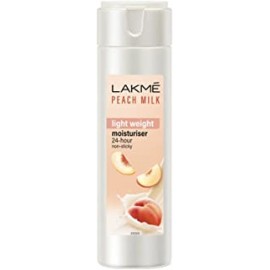 LAKMÉ Peach Milk Face Moisturizer, 200ml, Daily Lightweight Lotion with Vitamin C & Vitamin E for Soft Glowing Skin Non Oily 24h Moisture for Women