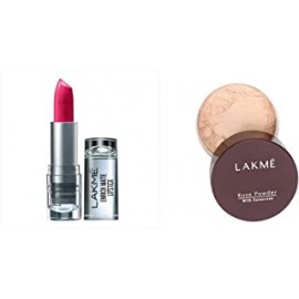 Lakmé Enrich Matte Lipstick, Shade PM15, 4.7g And Lakmé Rose Face Powder, Soft Pink, 40g