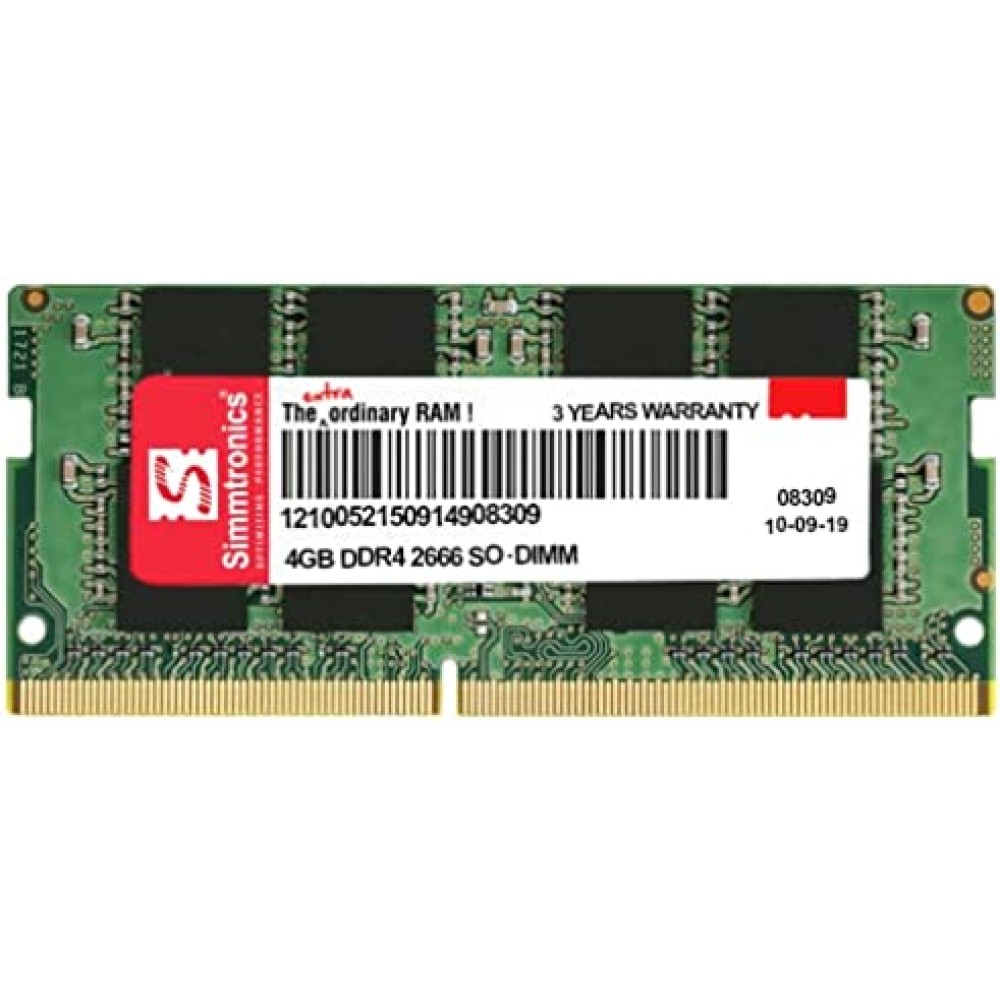 Simmtronics 4GB DDR4 Ram for Laptop with 3 Years Warranty (2666 Mhz)