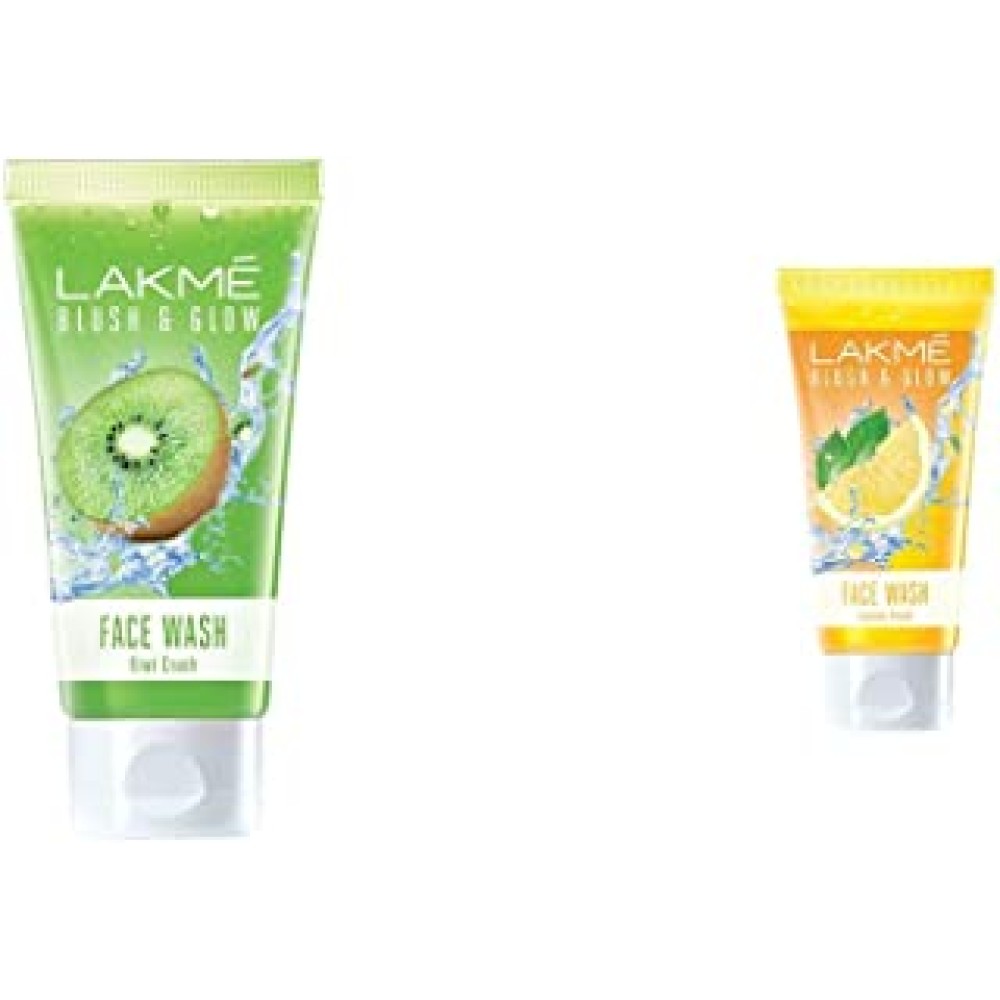 LAKMÉ Blush & Glow Kiwi Freshness Gel Face Wash, with Kiwi Extracts, 100g and Blush & Glow Facewash, Lemon Fresh, 100g