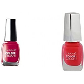 Lakme True Wear Color Crush Nail Color, Red 24, 9ml & Lakme True Wear Color Crush Nail Color, Pink 21, 9ml