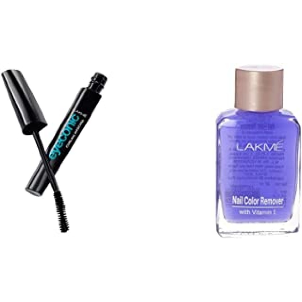 Lakmé Eyeconic Lash Curling Mascara, Black, 9ml And Lakmé Nail Color Remover, 27ml