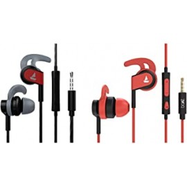 boAt Bassheads 242 in Ear Wired Earphones with Mic(Active Black) & Bassheads 242 in Ear Wired Earphones with Mic(Red)