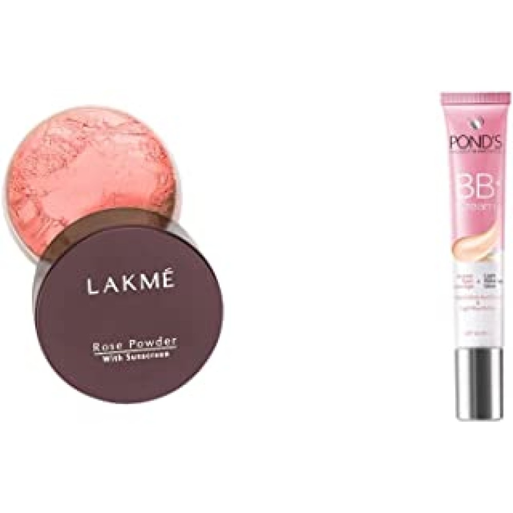 Lakmé Rose Face Powder, Warm Pink, 40g And Pond's White Beauty BB+ Fairness Cream 01 Original, 18 g