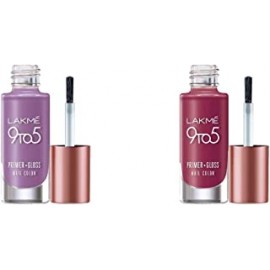 Lakme 9 to 5 Primer + Gloss Nail Colour, Lilac Link, 6 ml and Lakme 9 to 5 Primer + Gloss Nail Colour, Berry Business, 6 ml